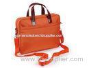 Orange Nylon Bag with Leather Handles / Office Ladies Laptop Case Bag