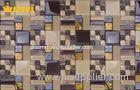 Mixed Colors Glass And Metal Mosaic Tile , Kitchen Backsplash Glass Tile