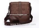 Brown Genuine Leather Shoulder Bag for Man , Nylon Webbing Shoulder Strap