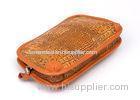 Adjustable Strap Camel Mens Genuine Leather Clutch Bag Croco Embossed