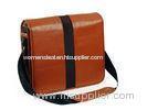 Nylon Strip Brown Leather Shoulder Bag for Men , Laptop Pocket Inside