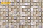 Non - Slip Subway Glass And Metal Mosaic Tile With Clear Crystal Chip