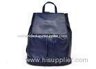 Womens Blue Leather Rucksack Backpack with Embossed Logo
