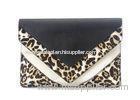 Horse Hair Leopard Print Clutch Bag with Double Flap / Pocket / Chain Strap