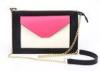 Small Leather Envelope Clutch Ladies Leather Handbags in Black , White and Pink
