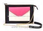 Small Leather Envelope Clutch Ladies Leather Handbags in Black , White and Pink