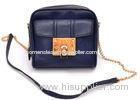 PU Leather Laides navy blue crossbody bag with Thick Chain Strap