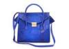 Python Embossed Faux Leather Handbags Trapaze Tote in Blue / Black