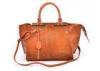 Toasted Almand Business Tote Bags with Zipper / Brown Leather Handbags