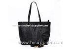 Black Shopper Tote Ladies Leather Shoulder Bags Croco Embossed