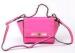 Small Pink Leather Shoulder Bag for Women , Croco Pattern Flap