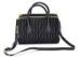 Waterproof Soft Nylon Ladies Leather Handbags Black with Goat Leather Trim