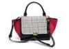 Houndstooth Handbag Leather Tote