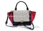 Houndstooth Handbag Leather Tote