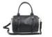 Girls Black Real Leather Tote Bag with Zipper , detachable long shoulder strap