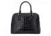 Classic Croco Embossed cow leather handbags Black , Medium Size