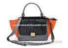 Classic Black pony skin handbag Womens Leather Bag with Suede Sides