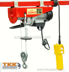 TKK Construction Mini electric wire rope hoist with double hook 250kg