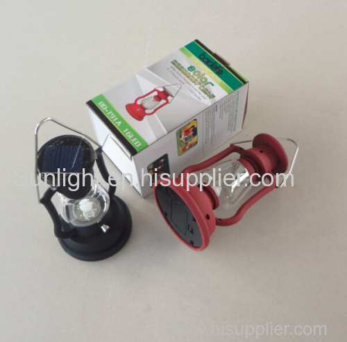 3 modes 7led portable rechargeable red black solar lantern solar light camping light