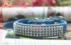 Faux leather Pet Collar and Leash With Three Rows Stylish Rhinestone