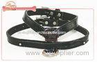 Durable faux leather black dog harness and lead / adjustable dog harness