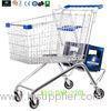 Large Zinc Plated Kids Metal Shopping Carts With Baby Seat European Style