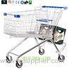 Low Carbon Steel Metal Shopping Cart With Wheels / Supermarket Shopping Trolleys