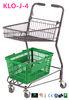 Custom Eco - Friendly Two Tier Airport / Shopping Basket Trolley With Normal Flat Wheel