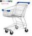 Small Wire Mesh Shopping Trolley Carts For Grocery Store , Blue Handle With Logo 60KGS