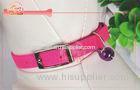 Sparkle One Row Diamond Pink Nylon Pet Collar With Bell 1 / 2" W Adjustable 7-10" Neck