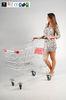 Smal Front Bumper Wire Shopping Trolley With Base Grid 60L / Grocery Shopping Carts