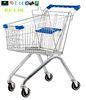 Small Portable Chrome Plated Steel Shopping Carts 60L / Supermarket Push Cart