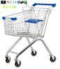 Small Portable Chrome Plated Steel Shopping Carts 60L / Supermarket Push Cart
