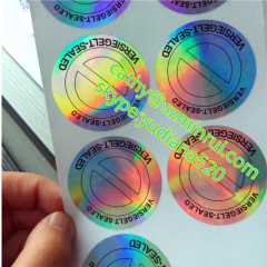 2D/3D silver background hologram round self adhesive vinyl stickers