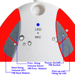 Water-repellent Hook Design Bluetooth Shower Speaker and Auto FM Shower Radio
