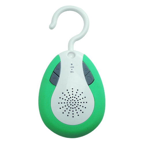 IPX4 water-resistant hook bluetooth shower speaker with FM radio Green