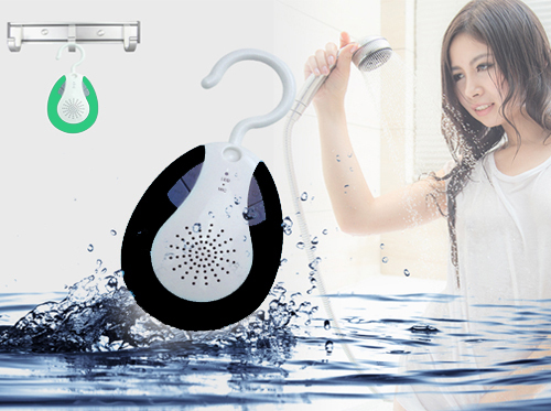 Waterproof Hook Design Bluetooth Shower Speaker& Auto FM Shower Radio Black