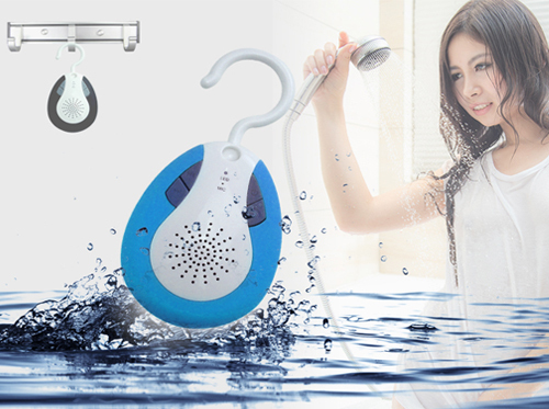 Hybrid Hook Waterproof Bluetooth Speaker& FM Shower Radio Blue