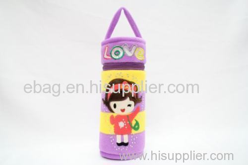 lovely cartoon plush 5#girl cylindrical pencil bags