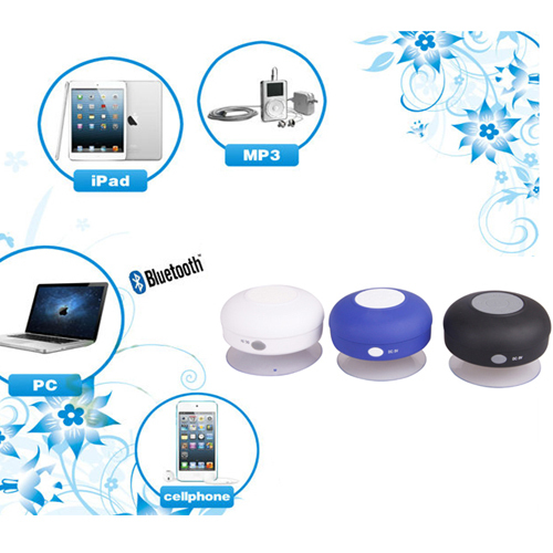 IPX4 Waterproof Grade Waterproof Shower Bluetooth Wireless Speakers for iPhone4/4s/5, iPad, iPod, Smart Phones