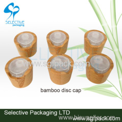 2015 new product cosmetic packaging inner plastic cap bamboo/wooden packaging disc top cap bamboo/wooden bottle cap