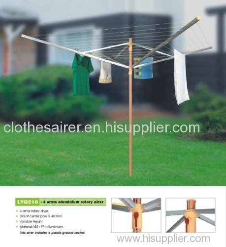 wooden colour aluminium garden rotary clothes air dryer.