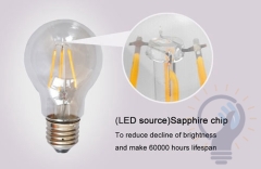 2W 4W 6W 8W LED Chips LED Bulb Light Lamps Glass Globe Lamp Edison Filament bulb Warm White