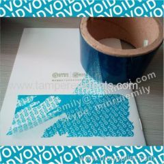 Custom Blue self-adhesive VOID tapes in rolls Security tamper proof warranty void seal tapes