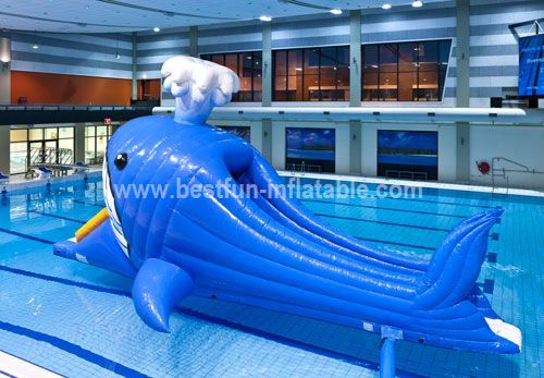 Colorful inflatable floating water park