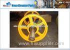 Customized Cast Iron Elevator Traction Pulley Sheave in Yellow Color, Elevator Pulley Wheel