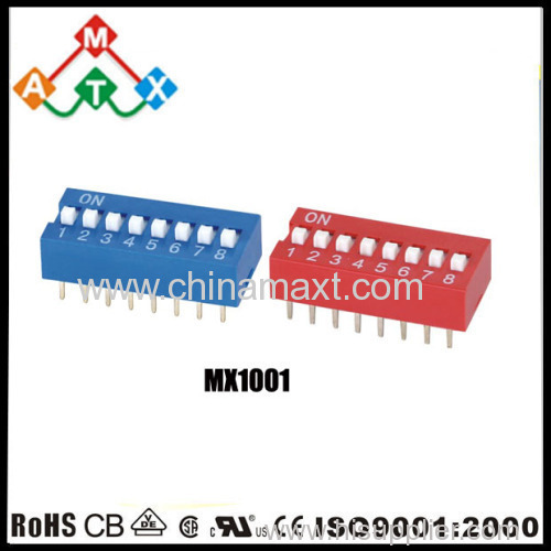 Slide Type 2.54mm Red&Blue DIP Switch