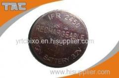 Rechargeable Lithium Coin Cell Battery LFR2450 80mAh 3.2V