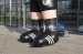 Inflatable cartoon soccer player characters