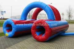 Inflatable tunnel crawl red blue custom